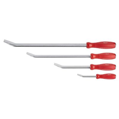 MLW48-22-9214 image(0) - Milwaukee Tool 4-Pc I-Beam All-Metal Core Chrome Finish Pry Bar Set, (8, 12, 18, 24 In.)