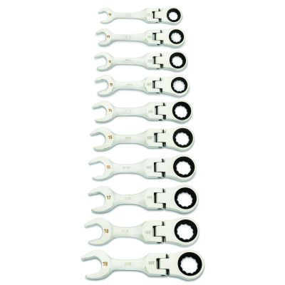 KDT86870 image(0) - GearWrench 10 Piece 90-Tooth 12 Point Metric Stubby Flex Ratcheting Combination Wrench Set