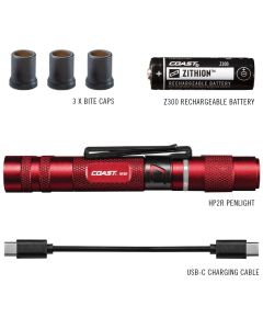 COS31107 image(0) - COAST Products HP2R 280 Lumen Rechargeable Penlight with Twist Focus - Red