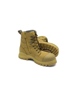 BLU992-030 image(0) - Blundstone Steel Toe Lace Up Side Zip, Water Resistant, Bump Cap, Wheat, AU size 3, US size 4