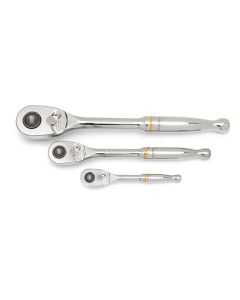 KDT81310T image(0) - GearWrench 3 Pc. 1/4 Inch, 3/8 Inch  and 1/2 Inch Drive 90-Tooth Quick Release Teardrop Ratchet Set