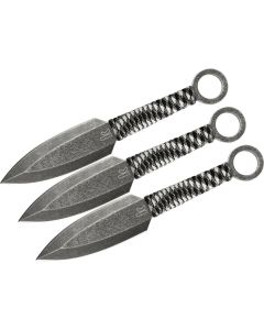 KER1747BWX image(0) - Kershaw Set of 3 Ion Spear Point Fixed Blade Throwing Knives BlackWash Finish with Nylon Sheath - Black/White