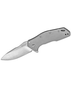 KER1881 image(1) - Kershaw Eris Assisted Open Frame Lock Drop Point Blade EDC Folding Pocket Knife with Stonewashed Finish - Gray