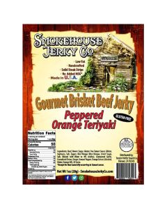 THS610079-544284 image(0) - Smokehouse Jerky Peppered Orange Teriyaki Brisket Beef Jerky - Gluten Free 3 Ounce