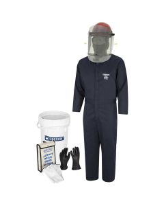 OBRZCF349-11 image(0) - Oberon OBERON&trade;- 12 Cal HRC2&trade; Electric Vehicle Arc Flash & Shock Kit: TCG Arc Flash Face Shield w/Hard Cap, Balaclava, Coverall with Escape Strap, Safety Glasses, Class 0 Glove Kit - Size 11, Earplugs & Storage Bucket - 