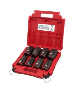 MLW49-66-7020 image(1) - Milwaukee Tool 8PCSHOCKWAVE Impact Duty 3/4" Drive Metric Deep 6 Point Socket Set