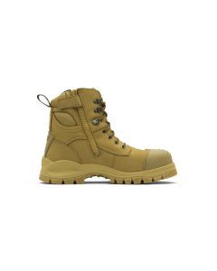 BLU992-040 image(0) - Blundstone Steel Toe Lace Up Side Zip, Water Resistant, Bump Cap, Wheat, AU size 4, US size 5