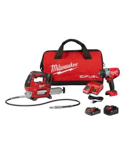 MLW2967-22GG image(0) - Milwaukee Tool M18 FUEL 1/2" HTIW w/ Friction Ring & Grease Gun Combo Kit