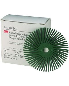 MMM7542 image(0) - 3M 3" RADIAL GREEN BRISTLE DISCS 50 GRADE