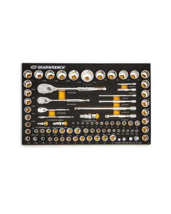 KDT86529 image(0) - GearWrench 83 Piece 1/4 Inch, 3/8 Inch, & 1/2 Inch 90-Tooth SAE/Metric Mechanics Tool Set with Foam Storage Tray