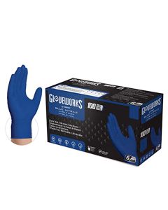 AMXGWRBN48100 image(0) - Ammex Corporation Gloveworks Royal Blue Nitrile Raised Diamond Texture Disposable Gloves, Size X-Large