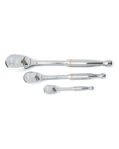 KDT81206T image(0) - GearWrench 3 Piece 1/4 Inch, 3/8 Inch & 1/2 Inch Drive 90-Tooth Teardrop Ratchet Set