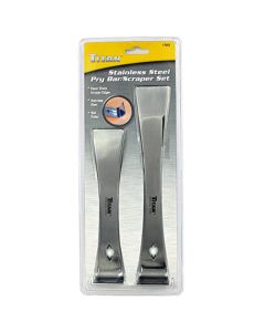 TIT17005 image(1) - TITAN 2PC STAINLESS STEEL PRYBAR/SCRAPER SET