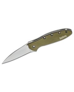 KER1660OL image(0) - Kershaw Leek Assisted Open Liner Lock Drop Point Blade EDC Folding Pocket Knife - Olive