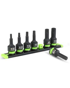 GETIHBS7S image(1) - Grip Edge Tools 7-PC 3/8'' Dr Short SAE Impact RPT Hex Driver Set