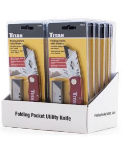 TIT11015-12 image(0) - TITAN 12PC Red Folding Utility Knife Display