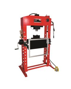 INT856ASD image(1) - American Forge & Foundry AFF - Shop Press - 75 Ton Capacity - Foot Operated Air Motor/Manual Pump W/ Hydraulic Ram - Built In Polycarbonate Press Guard - 10 pc  Pin & Bearing Press Adapter Set Included - SUPER DUTY