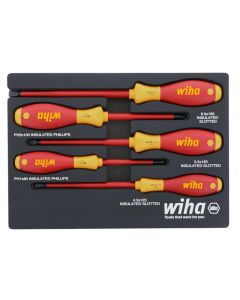 Wiha Tools 5 Piece Insul. SoftFinish Cushion Grip Screwdriver Tray Set