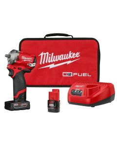 MLW2554-22 image(1) - Milwaukee Tool M12 FUEL 3/8" Stubby Impact Wrench  Kit