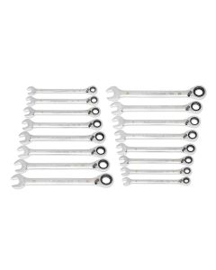 KDT86629 image(0) - GearWrench 16 Piece 90-Tooth 12 Point Metric Reversible Ratcheting Wrench Set