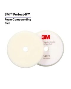 3M 3M&trade; Perfect-It&trade; Random Orbital Foam Compounding Pad 34122, 5 Inch (130 mm), White, 2 Pads/Bag