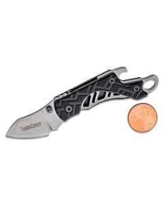 KER1025X image(1) - Kershaw Cinder Manual Open Liner Lock Drop Point Blade EDC Folding Pocket Knife with Stonewashed Finish - Black/Silver