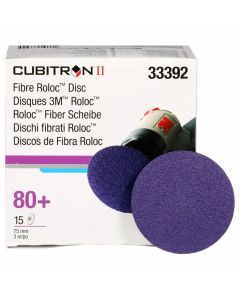 MMM33392-BOX image(0) - 3M 3M Cubitron II Roloc Fibre Disc 786C, 33392, 3 Inch (75 mm), 80+, 15 Discs Per Carton, 6 Cartons Per Case