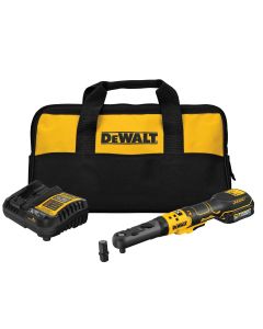 DWTDCF510GE1 image(0) - DeWalt DEWALT 20V MAX* XR 3/8" and 1/2" Sealed Head Ratchet Kit with DEWALT POWERSTACK