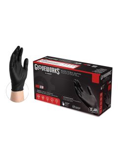 AMXGPNB48100 image(0) - Ammex Corporation XL GlovePlus P/F, Txtred Black Nitrile Gloves (100 per Box)