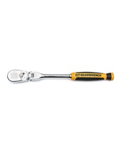 KDT81009T image(0) - GearWrench 1/4 Inch Drive 90-Tooth Dual Material Flex Head Teardrop Ratchet 8 Inch