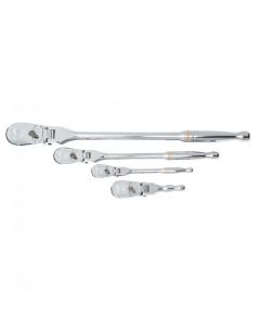 GearWrench 4 Piece 1/4 Inch, 3/8 Inch & 1/2 Inch Drive 90-Tooth Flex Head Teardrop Ratchet Set