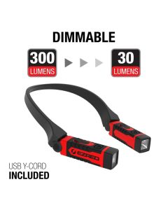 EZRNK15 image(0) - E-Z Red ANYWEAR Rechargeable 300 Lumen Dimmable Neck Light - Red