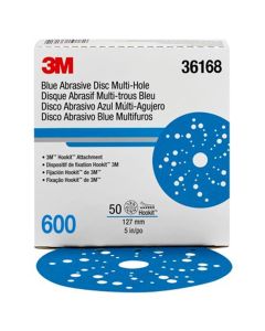 MMM36168 image(0) - 3M 3M Hookit Blue Abrasive Disc Multihole 36168 (4PK)