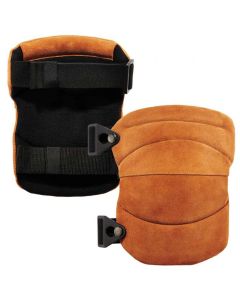 ERG18232 image(1) - Ergodyne 230LTR Brown Leather Knee Pads - Wide Soft Cap