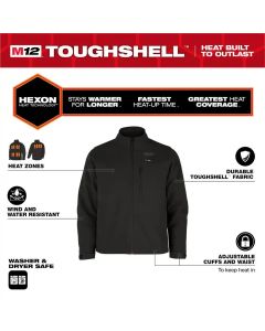 MLWM100B-212X image(0) - Milwaukee Tool M12 Heated TOUGHSHELL Jacket Kit, Black, 2X