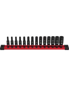 MLW49-66-7003 image(0) - Milwaukee Tool 14PC SHOCKWAVE Impact Duty  Metric Deep 6 Point Socket Set