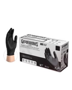 AMXGWBEN49100 image(0) - Ammex Corporation Gloveworks Black Nitrile PF Exam XXL Gloves