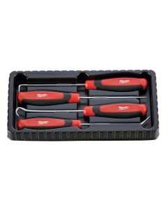 MLW48-22-9215 image(0) - Milwaukee Tool 4-PC All-Metal Core Comfort Grip Hook & Pick Set, Chrome Plated