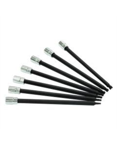 VIMBTXL400 image(1) - VIM Tools Ball TORX Extra Long Set, 7 Piece T10 Thru T40 TORX, 6 Inch Long, 1/4 Inch Square Drive